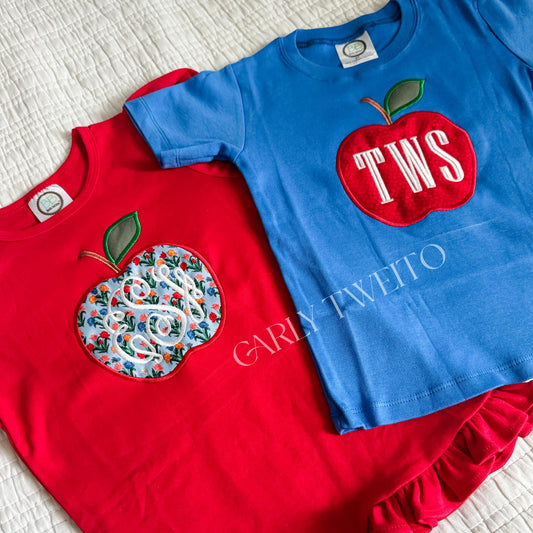 Back To School Apple Applique Shirt