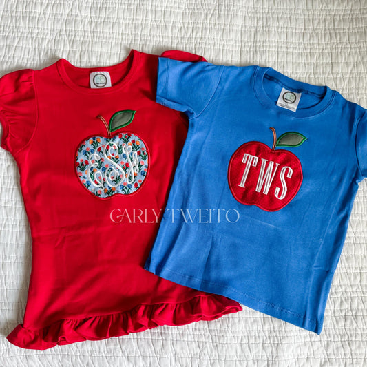 Back To School Apple Applique Shirt