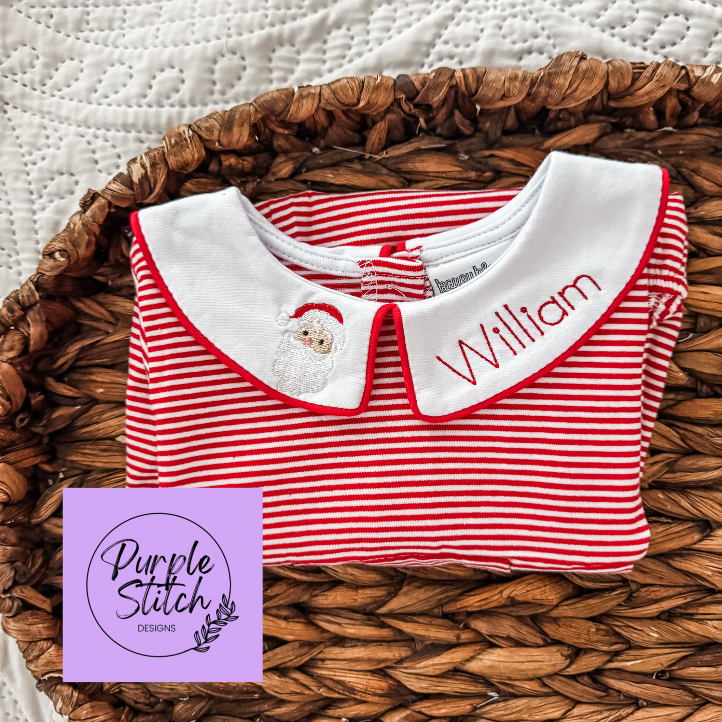 Long Sleeve Striped Boy Bubble- Custom Collar