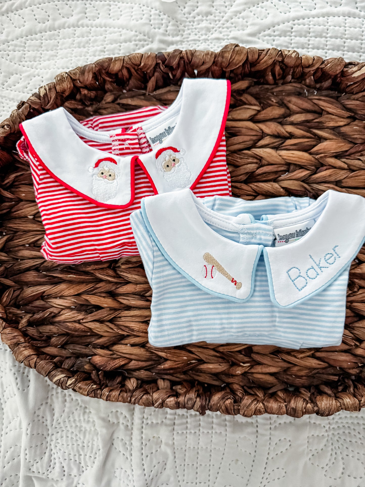 Long Sleeve Striped Boy Bubble- Custom Collar