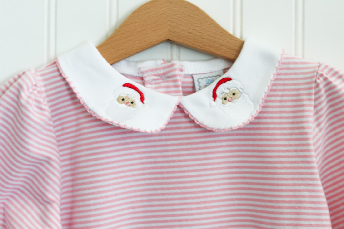 Pink Striped Collar Dress Long Sleeve