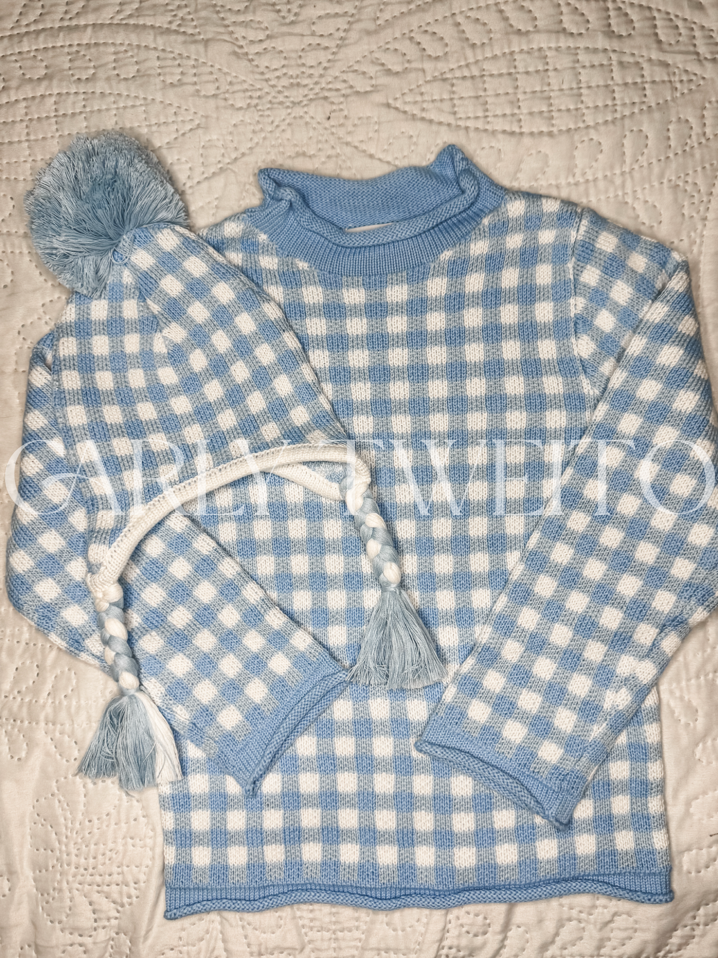 Gingham Roll Neck Sweaters