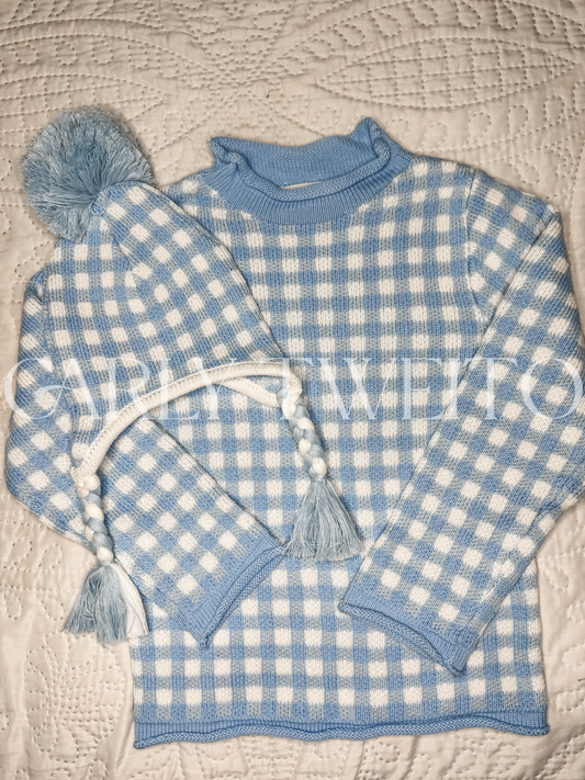 Gingham Roll Neck Sweaters