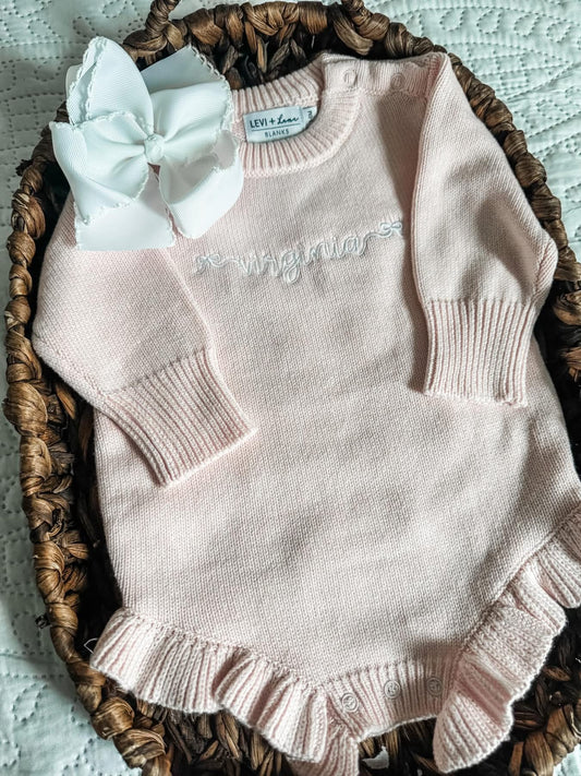 Custom Knit Onesie- Ruffled Legs