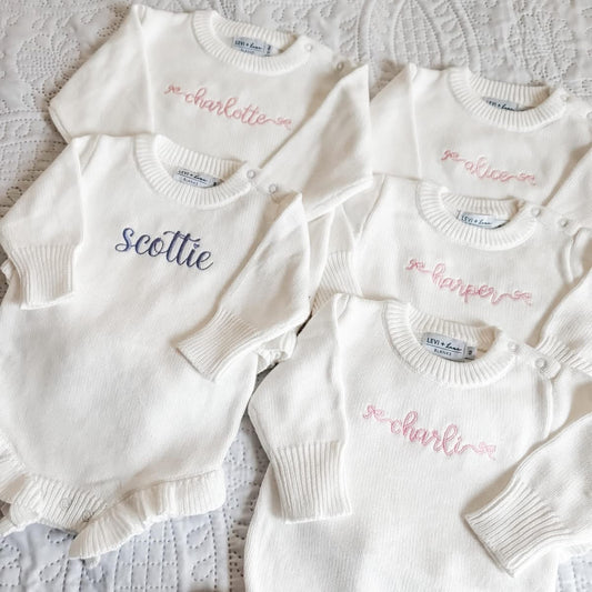 Custom Knit Onesie- Ruffled Legs