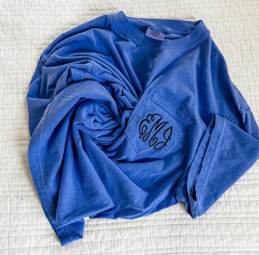 Custom Monogrammed Comfort Colors Pocket Tees