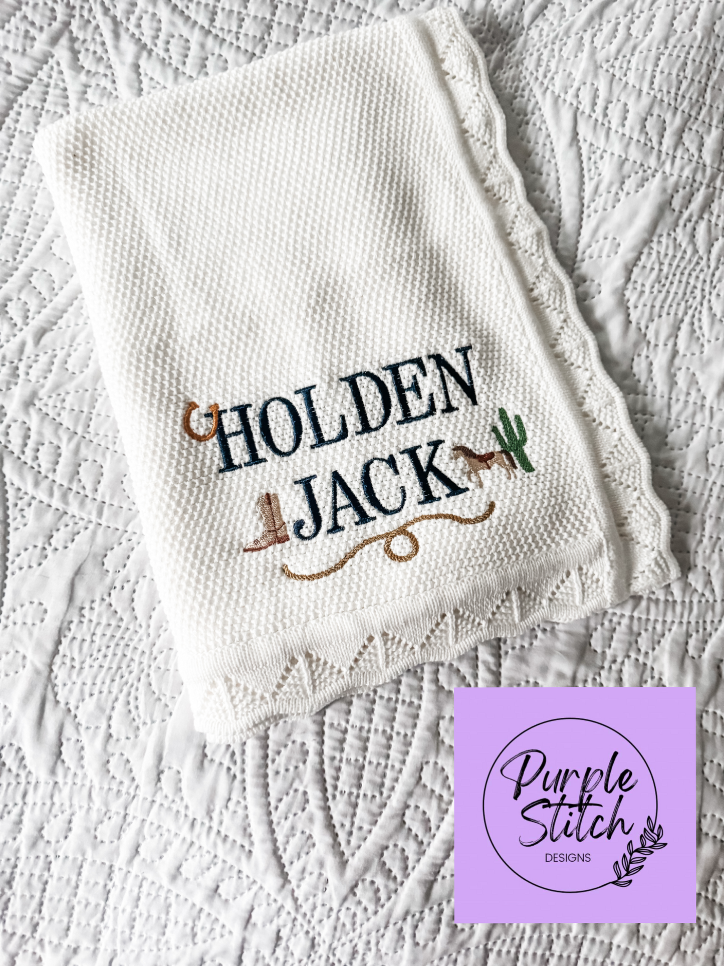 Custom Theme Embroidered Knit Blanket