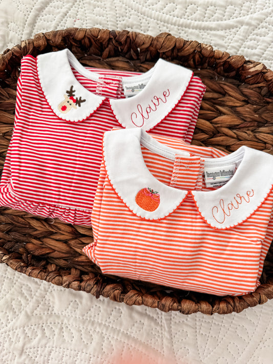 Long Sleeve Striped Dress- Custom Collar